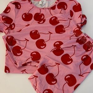 SHEIN Kids Red Cherry Print Pajama Set